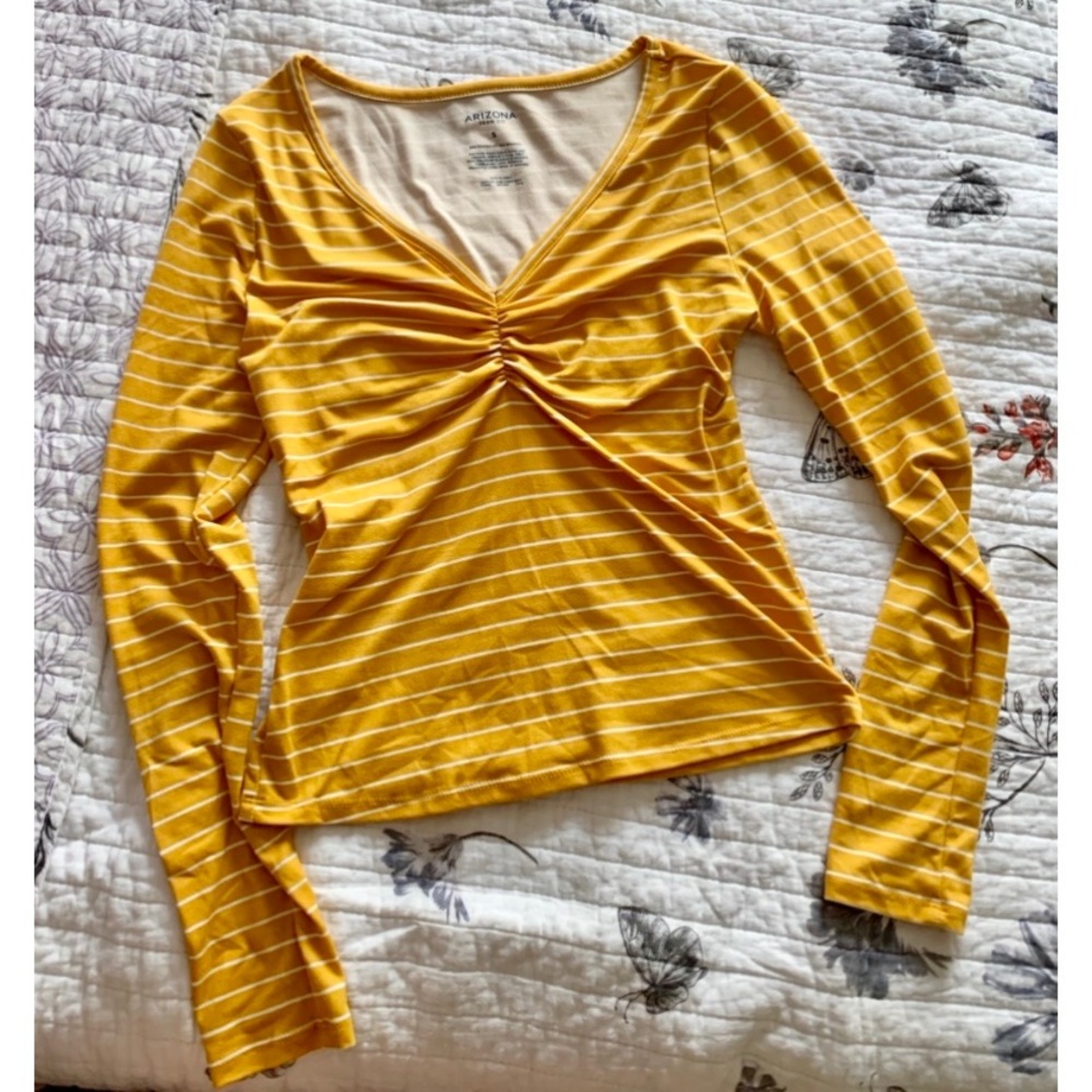 Arizona Yellow Striped Long Sleeve Top